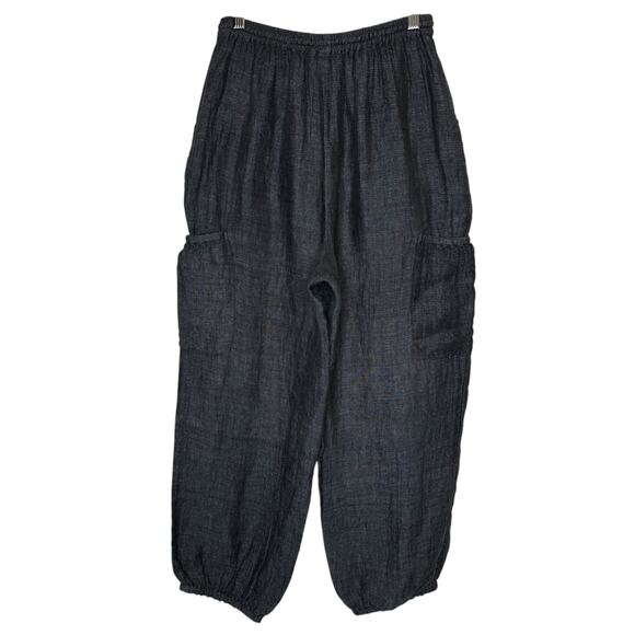 eskandar 100% Linen Gray Cargo Balloon Jogger Pants Lagenlook size 0 / US 6-8 - Picture 4 of 5